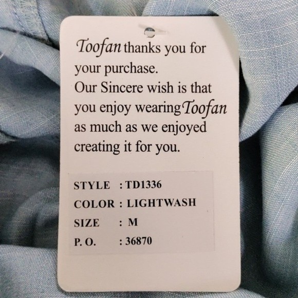 01554 Toofan blue chambray cropped pant M NWT - Picture 10 of 11